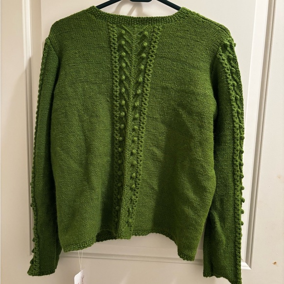 Green handmade cashmere cardigan - Picture 2 of 2